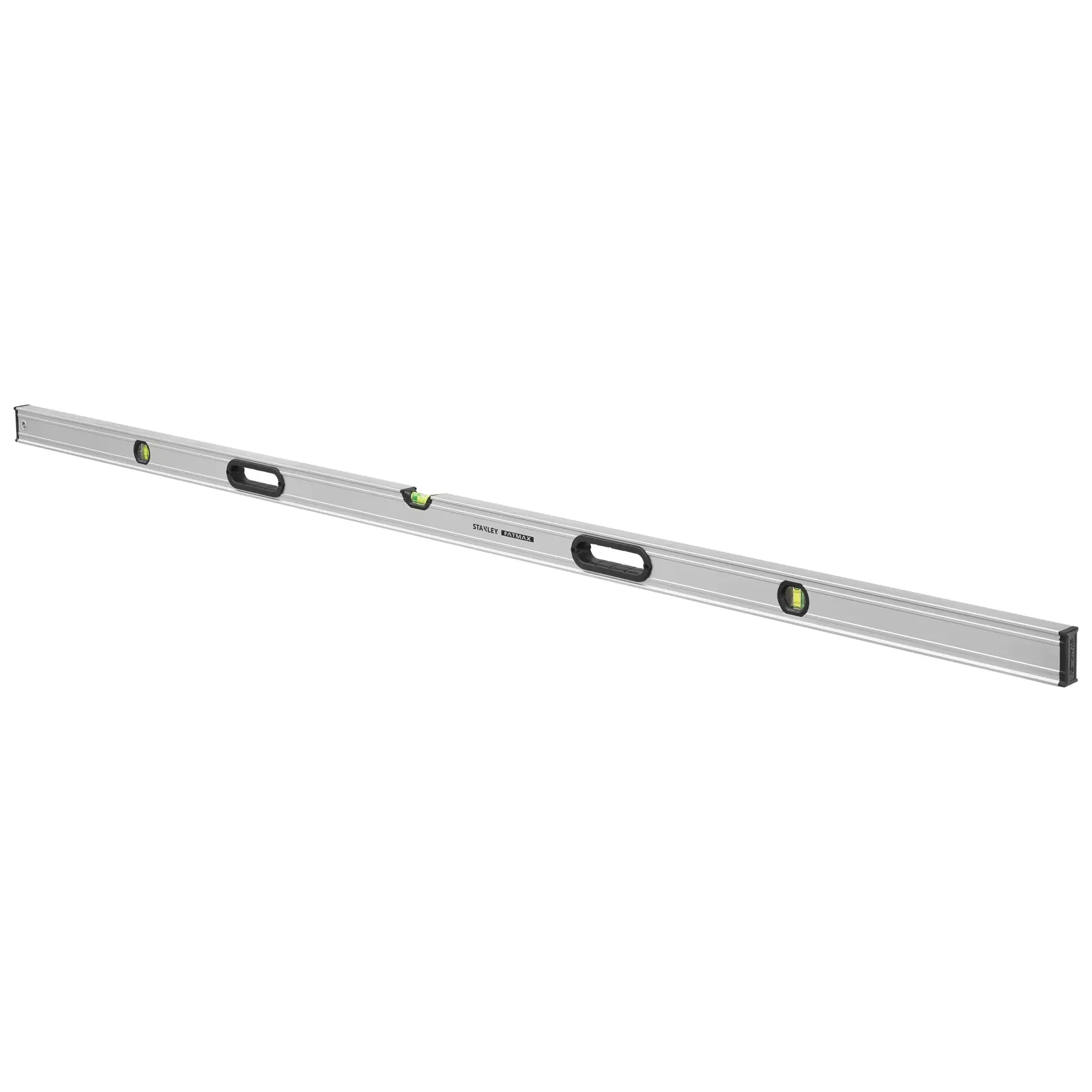 Stanley aluminum spirit level with three bubble vials and handles for precise leveling tasks.