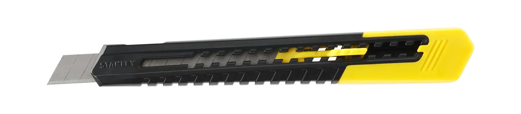Stanley Cuttermesser mit segmentierter Klinge, schwarz-gelber Griff, ideal für präzises Schneiden.