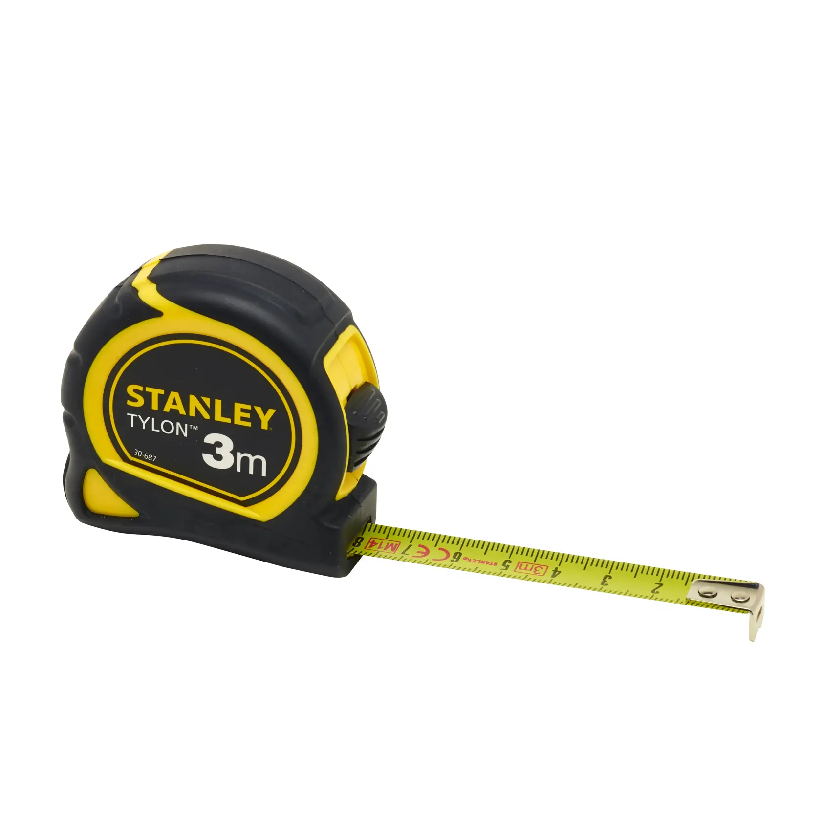 Stanley Tylon 3m Maßband mit gelb-schwarzem Gehäuse und ausgezogenem Band.