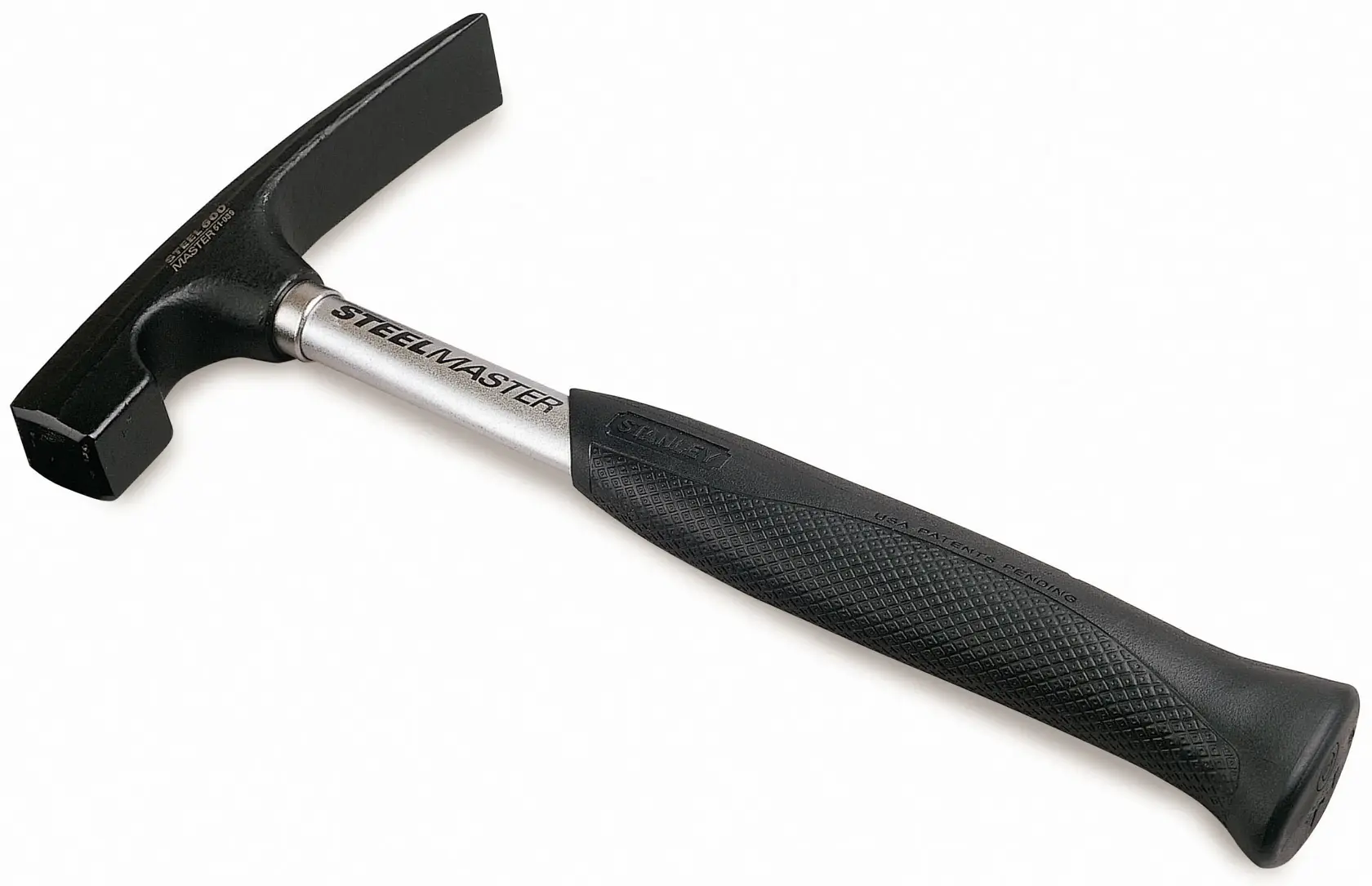 Stanley Steelmaster black hammer with a metal shaft and textured black grip handle.