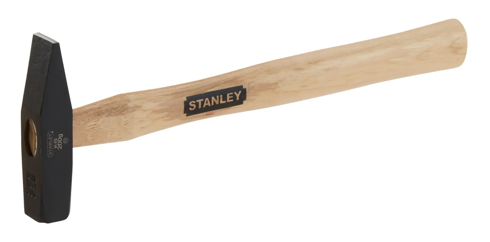 STANLEY 1-51-172 Hammer mit Holzgriff, Seitenansicht auf weißem Hintergrund.