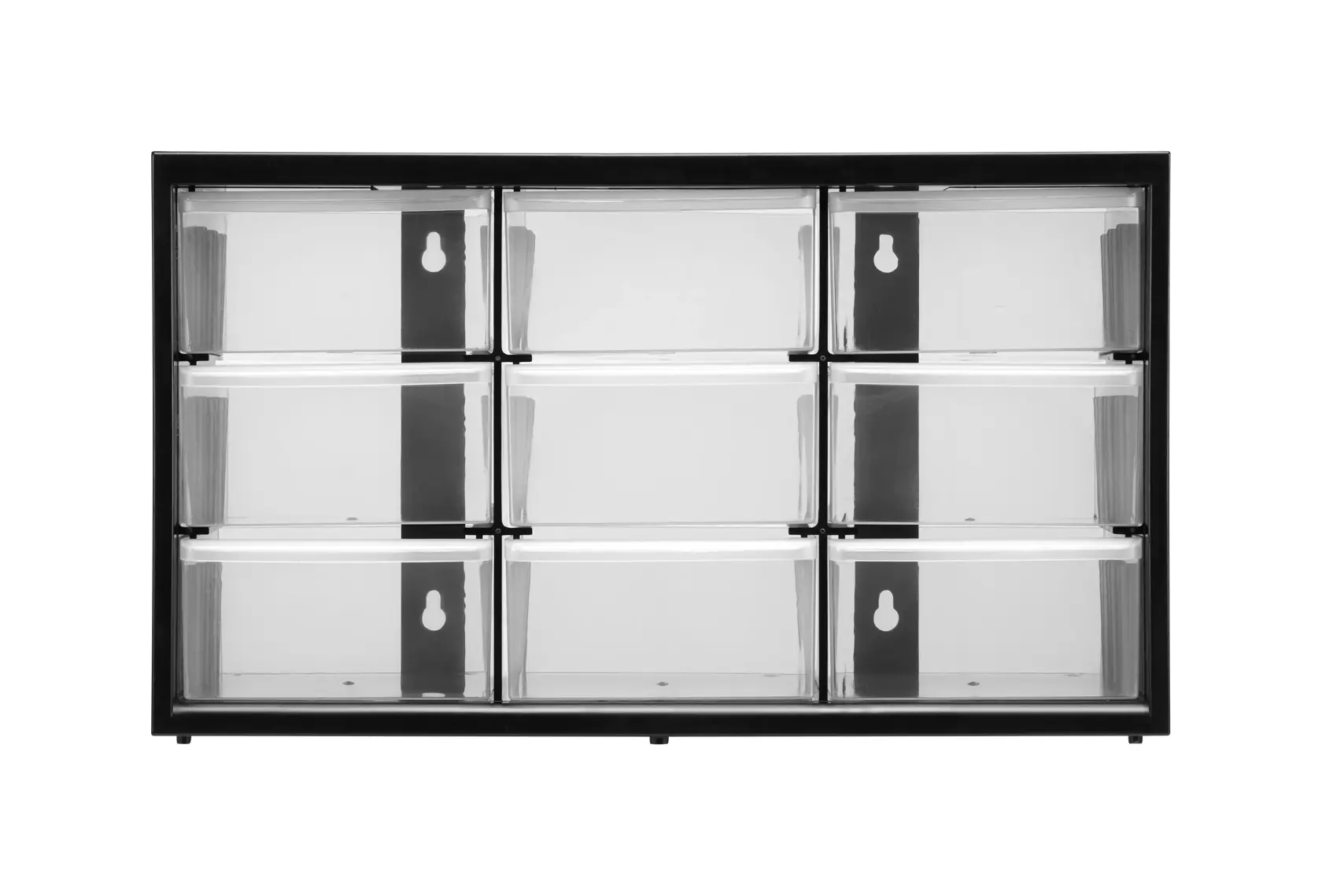 STANLEY 1-93-978 Aufbewahrungsschrank für Kleinteile, Vorderansicht, transparente Schubladen und abnehmbare Einheit.