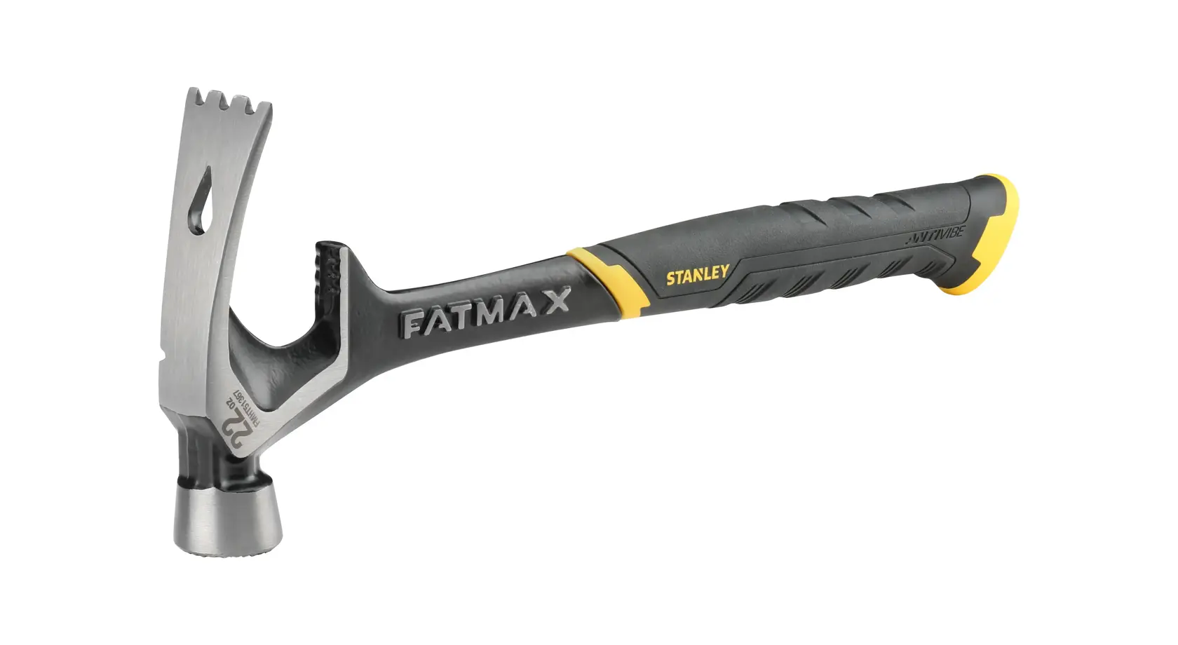 Stanley FatMax claw hammer with black and yellow handle, suitable for construction or carpentry tasks.