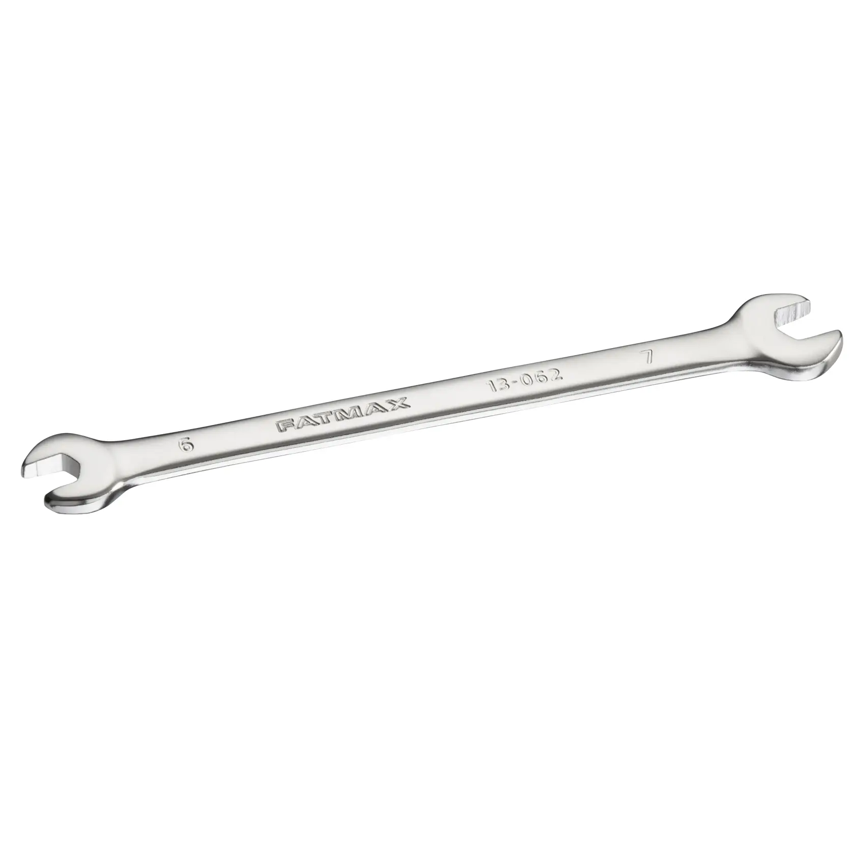 STANLEY FMMT13062-0 chrome double open-end wrench, photo on white background.