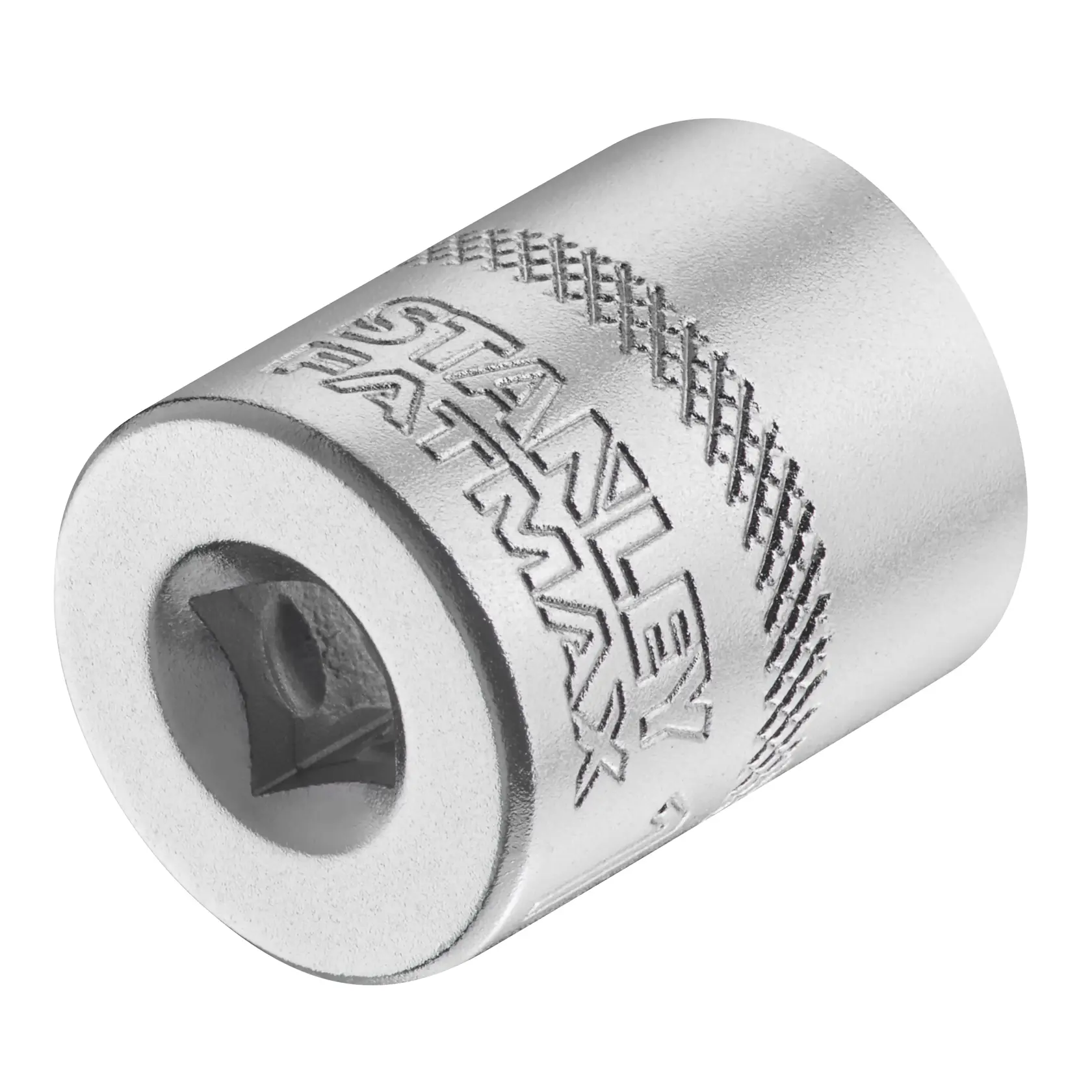 STANLEY FMMT17207-0 chrome socket tool, close-up angle, knurled grip and etched branding.