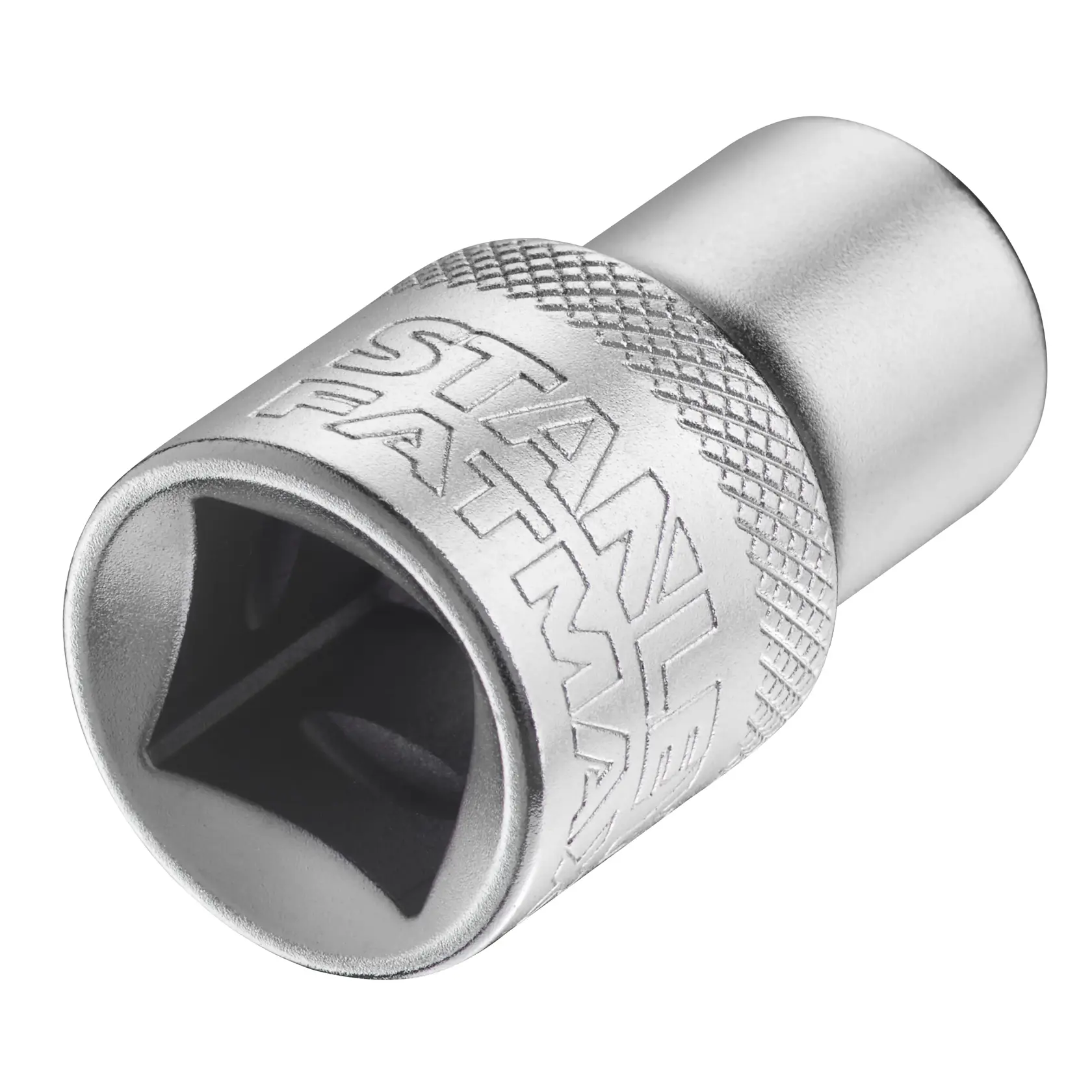 STANLEY FMMT17230-0 socket, silver, knurled grip, FATMAX branding, side angle on white background.