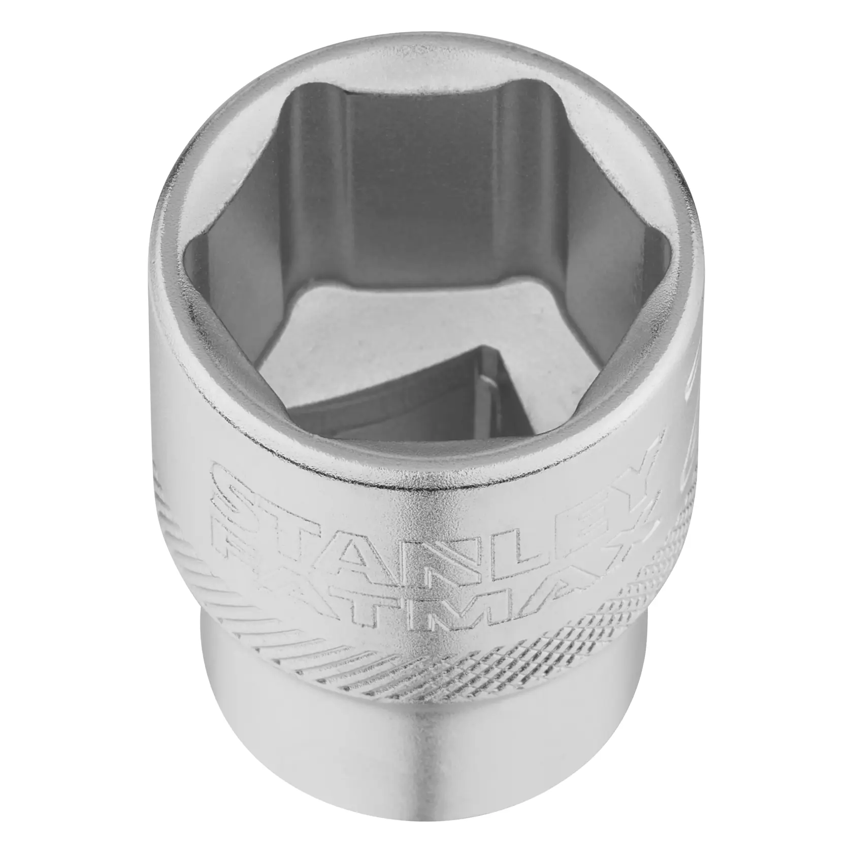 STANLEY FMMT17242-0 socket, silver finish, photography on white background, branded engraving visible.