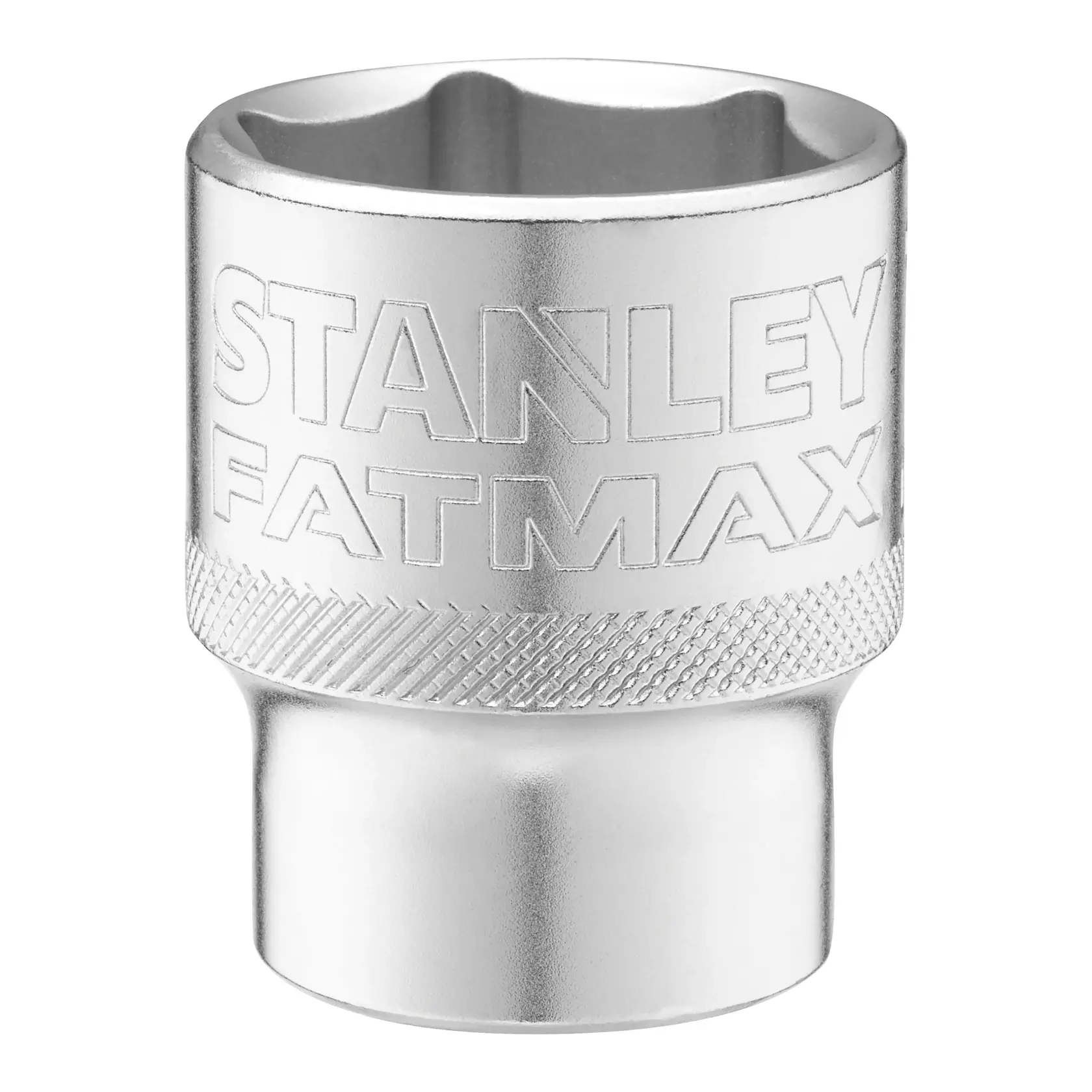 Stanley FMMT17244-0 socket tool, silver finish, FatMax branding, front angle, white background.