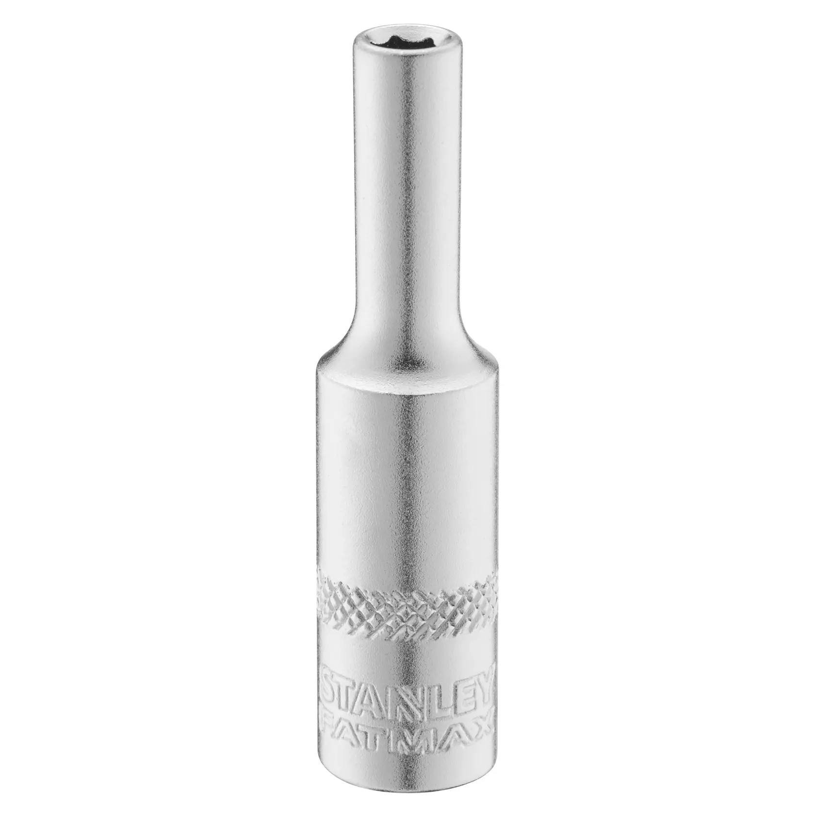 Photo of STANLEY FMMT17248-0 chrome finish Torx socket, standing upright on white background, tool category.