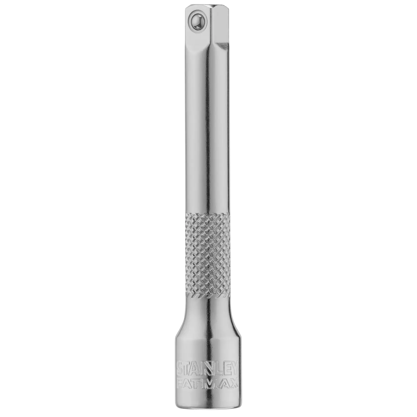 STANLEY FMMT25125-0 chrome socket extension bar with knurled grip, product photography, front view.