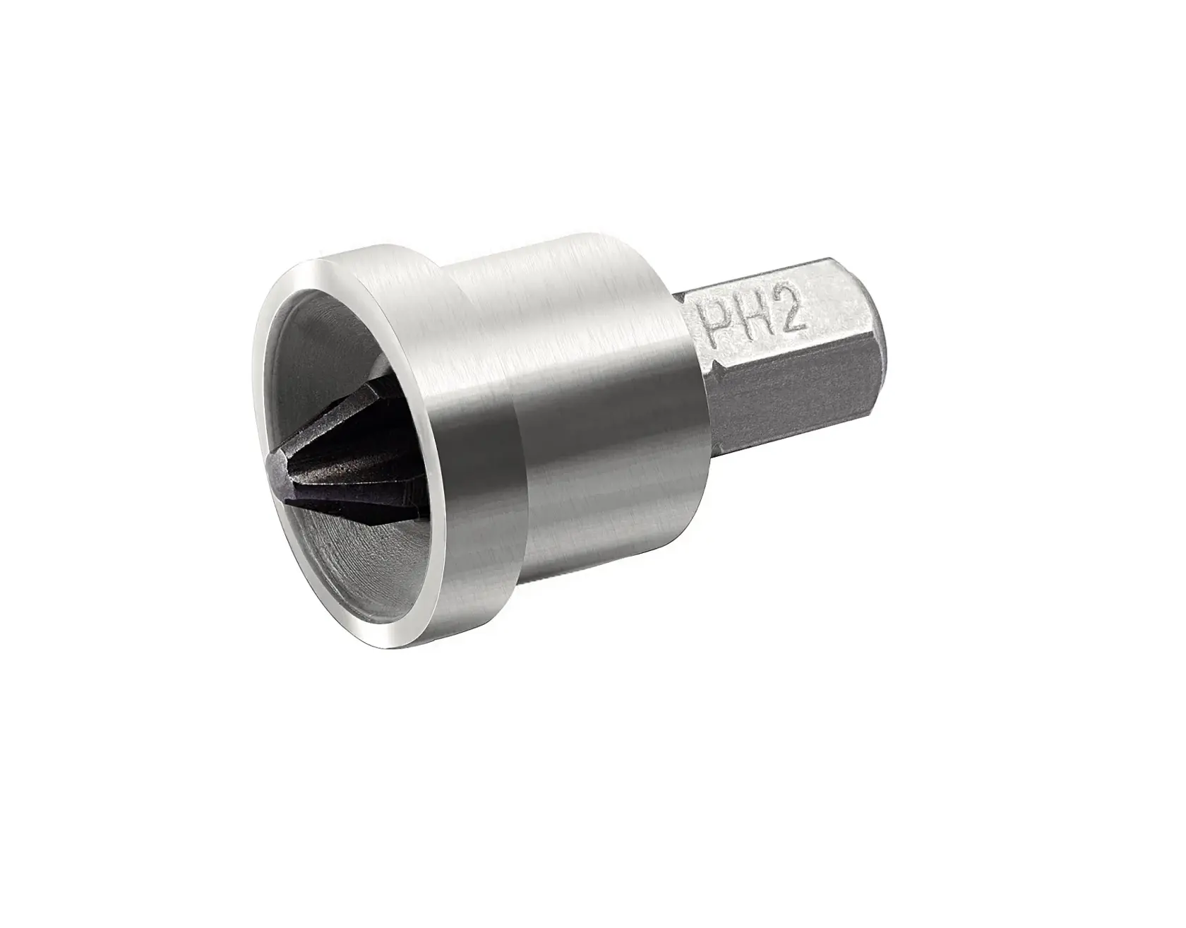 STANLEY STHT0-16137 screwdriver bit with metal collar, close-up on white background.