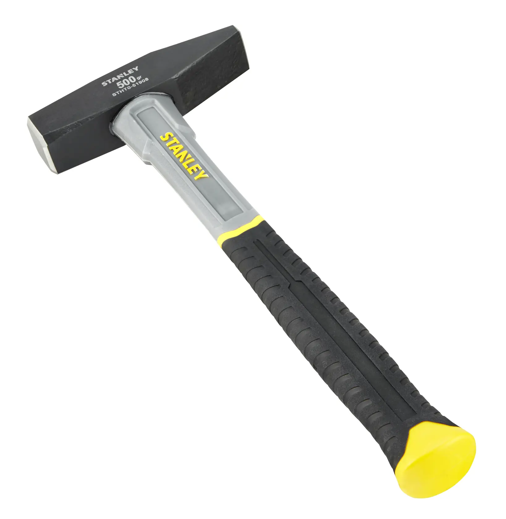 Stanley Schlosserhammer 500g mit schwarzem und gelbem Griff, für Bauarbeiten geeignet.