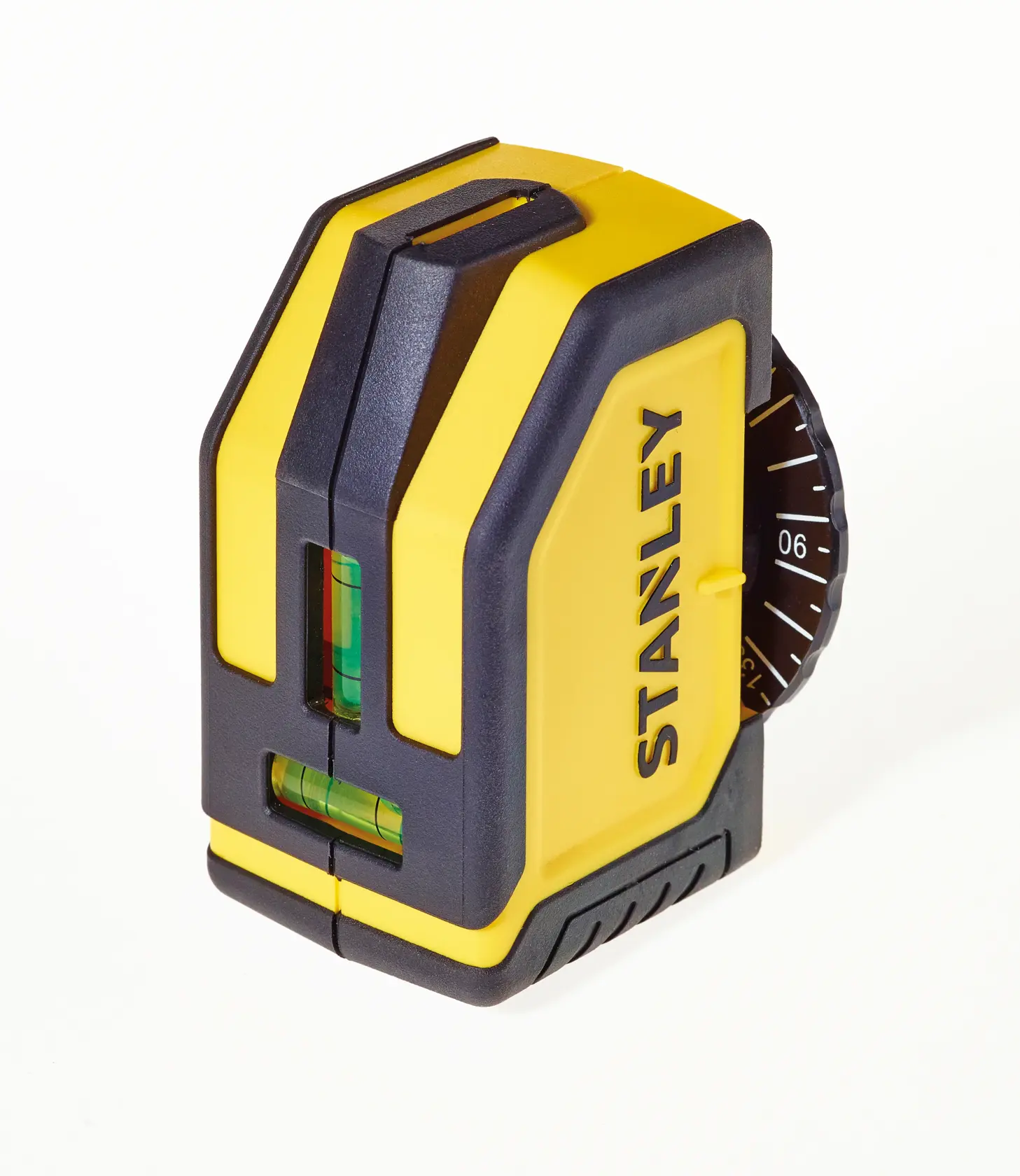 STANLEY STHT1-77148 yellow and black self-leveling laser level, angled view on white background.