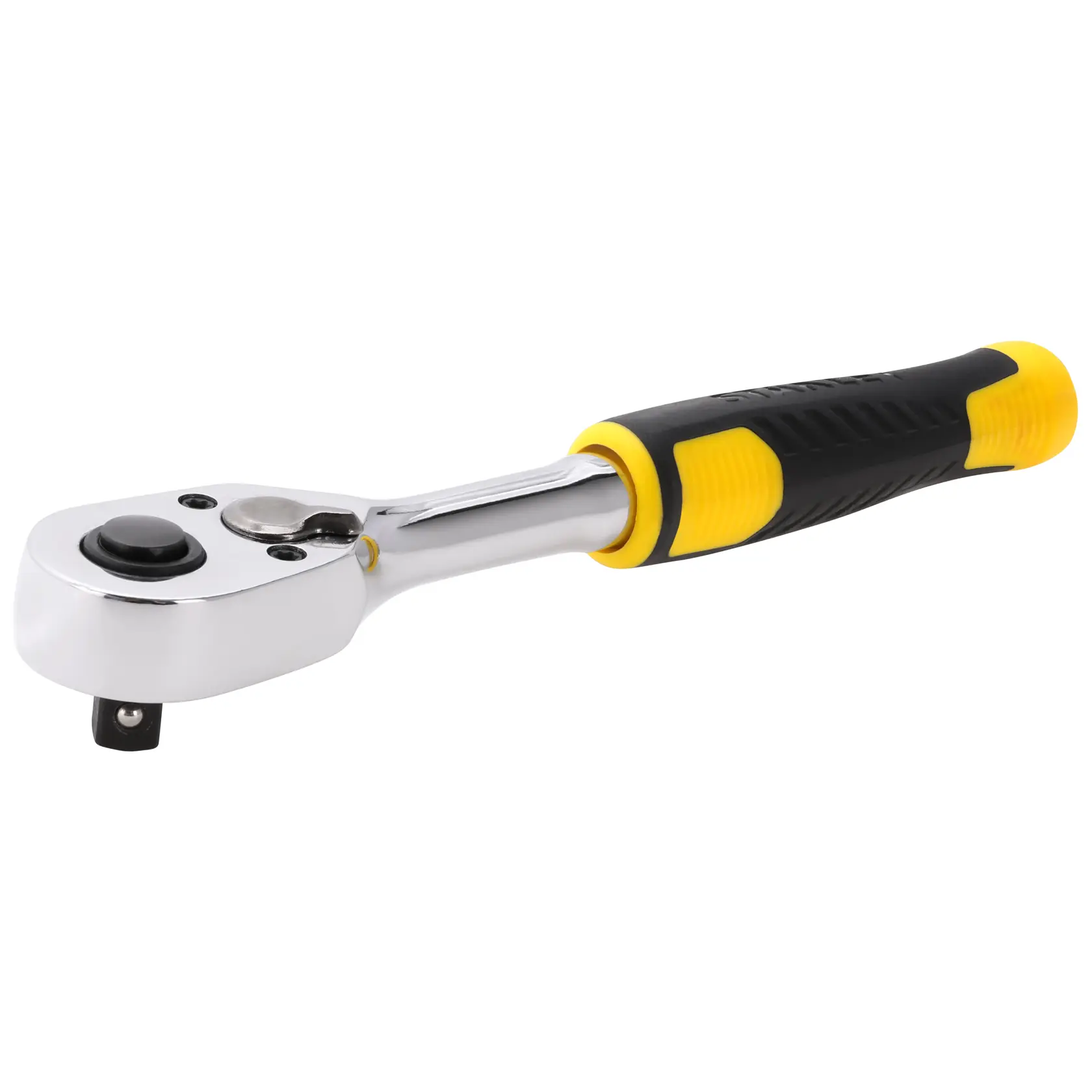 STANLEY STMT82663-0 ratchet wrench with black and yellow ergonomic handle, product angled on white background.
